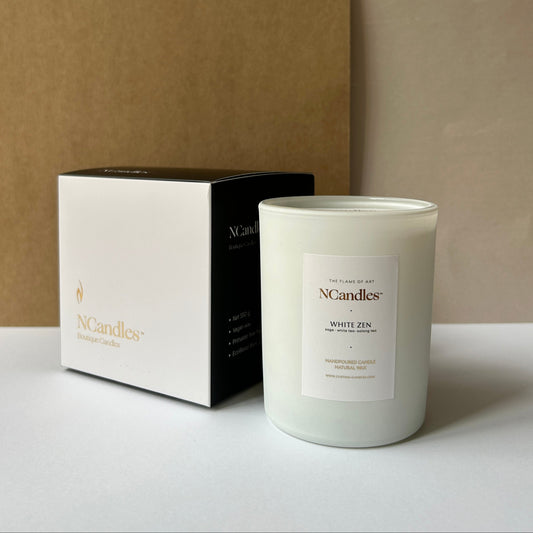 white candles with black box